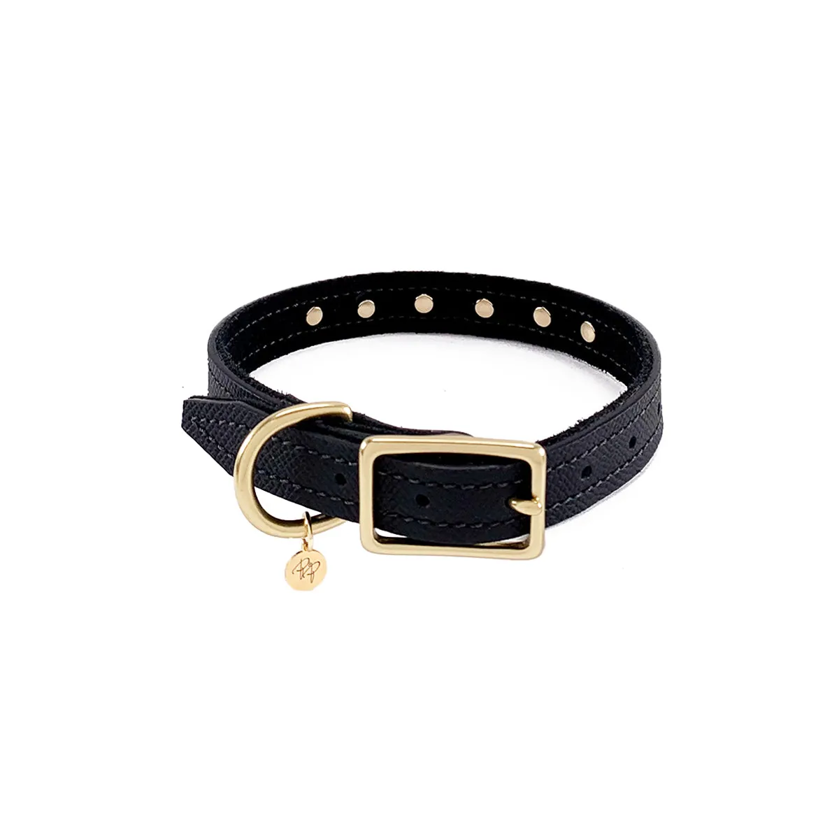 Lambert Classic Rhinestone Leather Dog Collar Onyx