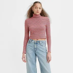 Levi's Moon Rib Turtleneck Shirt - Plato Stripe Italian Rose