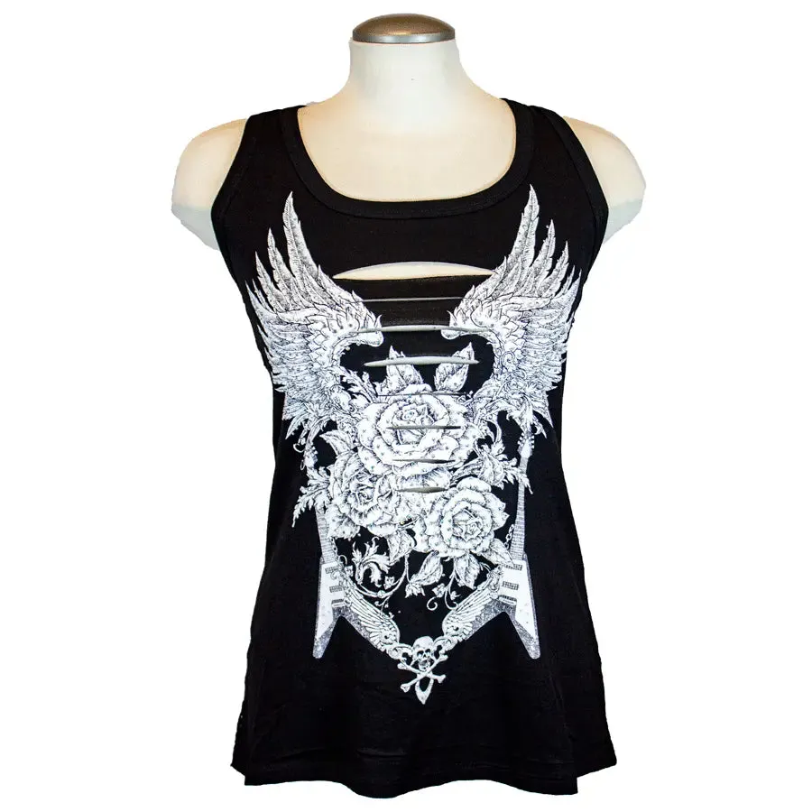 Liberty Wear Women's Cut Out Lace Back Tank Top