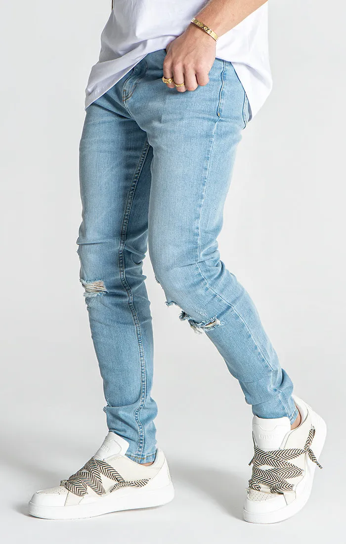 Light Blue GK Ripped Slim Fit Jeans