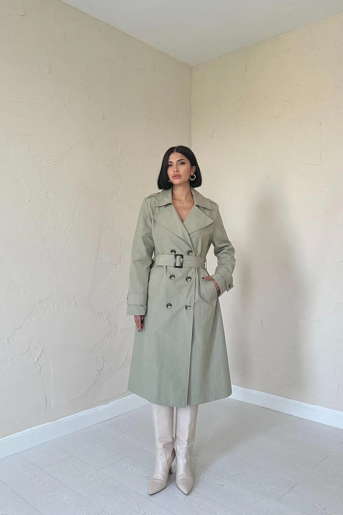 Long Belted Trench Coat - Khaki - 2*S / 2*M / 2*L