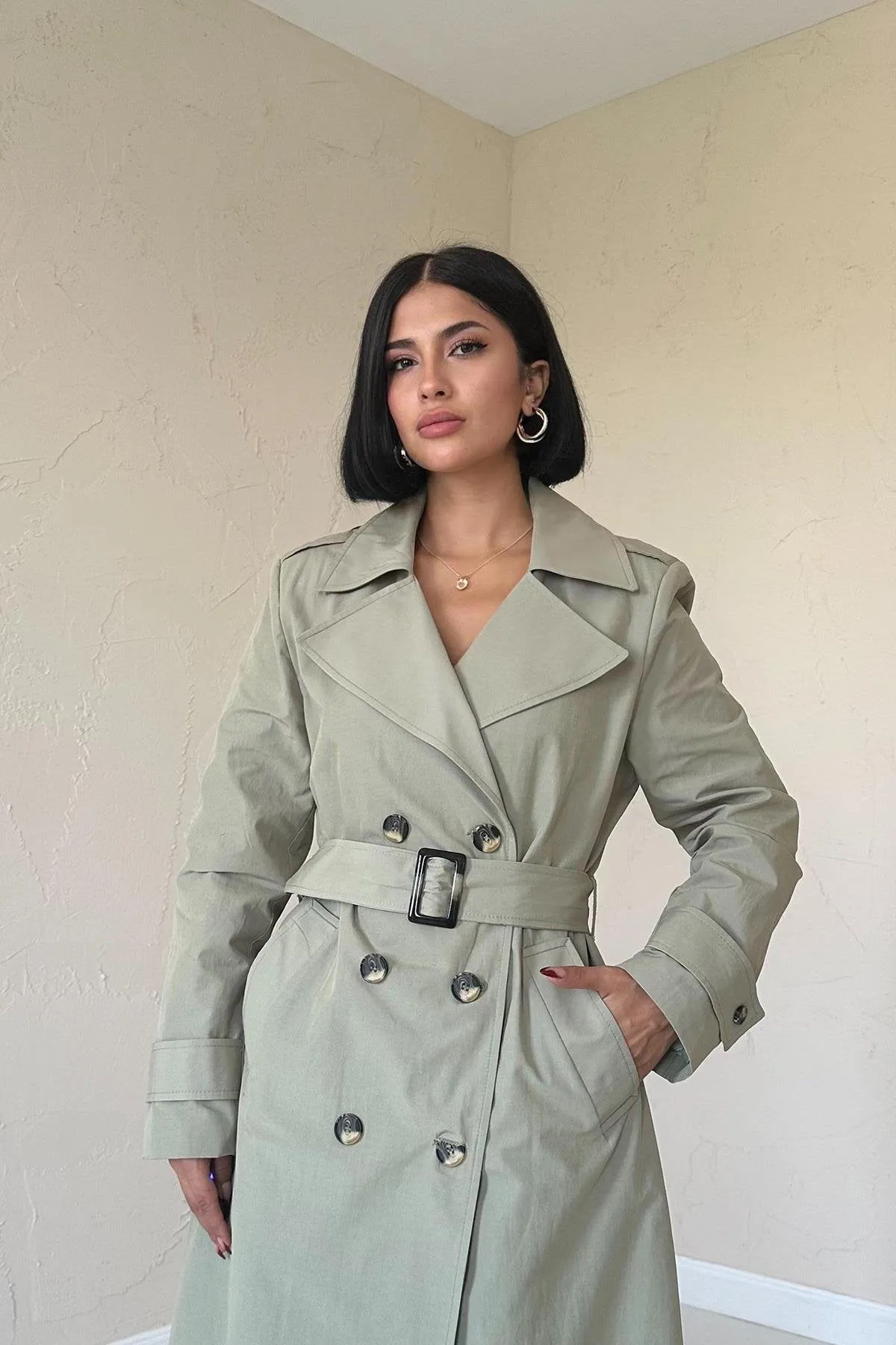 Long Belted Trench Coat - Khaki - 2*S / 2*M / 2*L