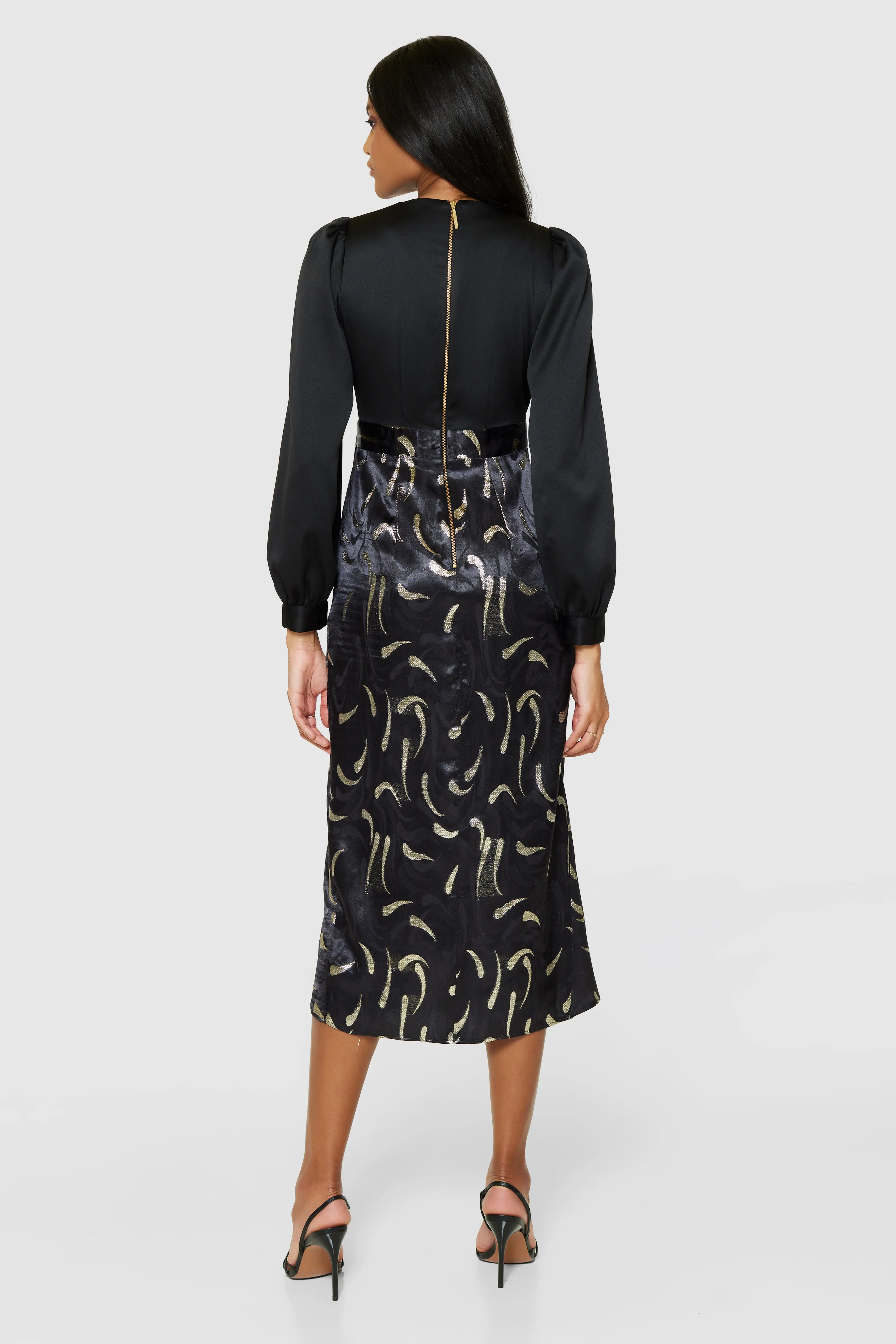 Louise Pencil Wrap Dress (Black/Gold)