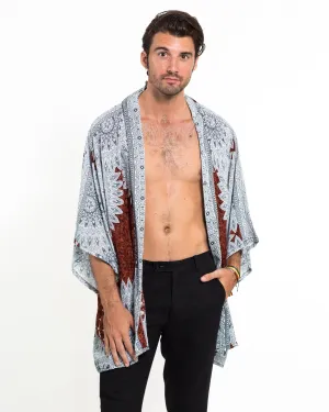 Marble Mandalas Kimono Cardigan in Brown