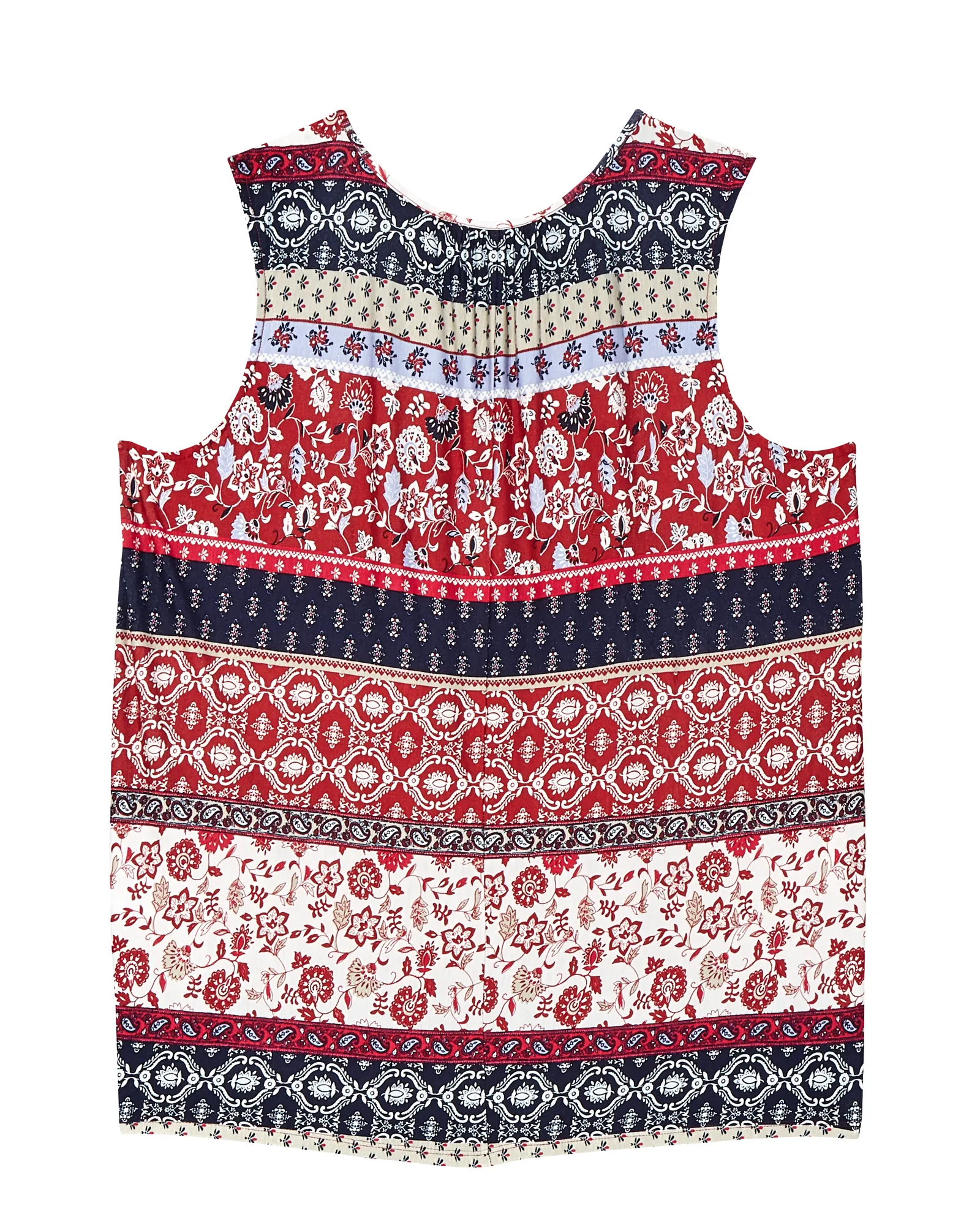 Maya Sleeveless Keyhole Tank | Red / Navy