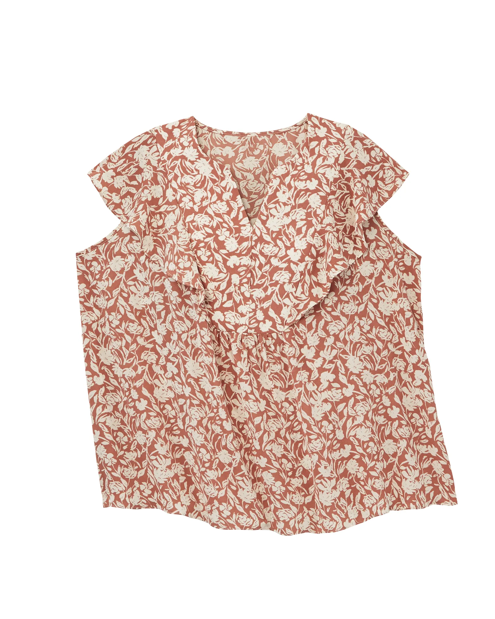 Maya Sleeveless Ruffle Blouse | Orange / Ivory