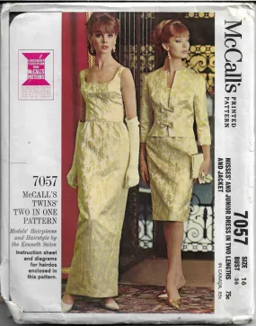 McCalls 7057 Evening Gown Bolero Jacket Skirt Vintage Sewing Pattern 1960s