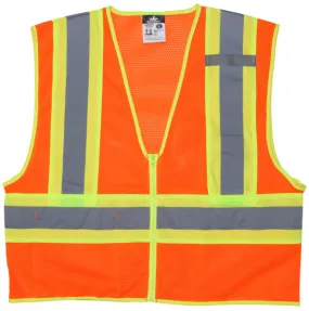 MCR Safety Class 2, Mesh, Yellow/Silver Stripes