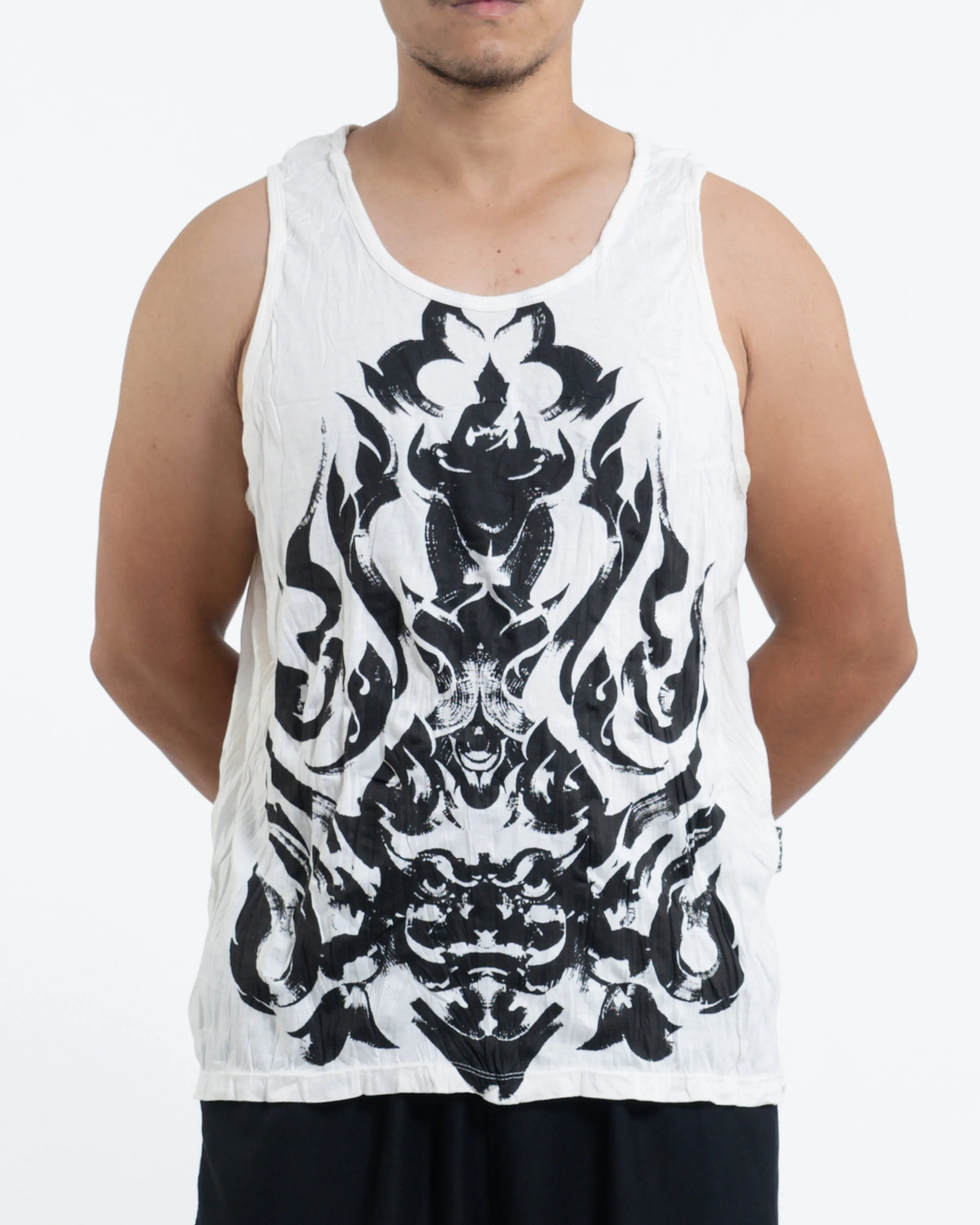 Mens Buddha Chakra Tank Top in White