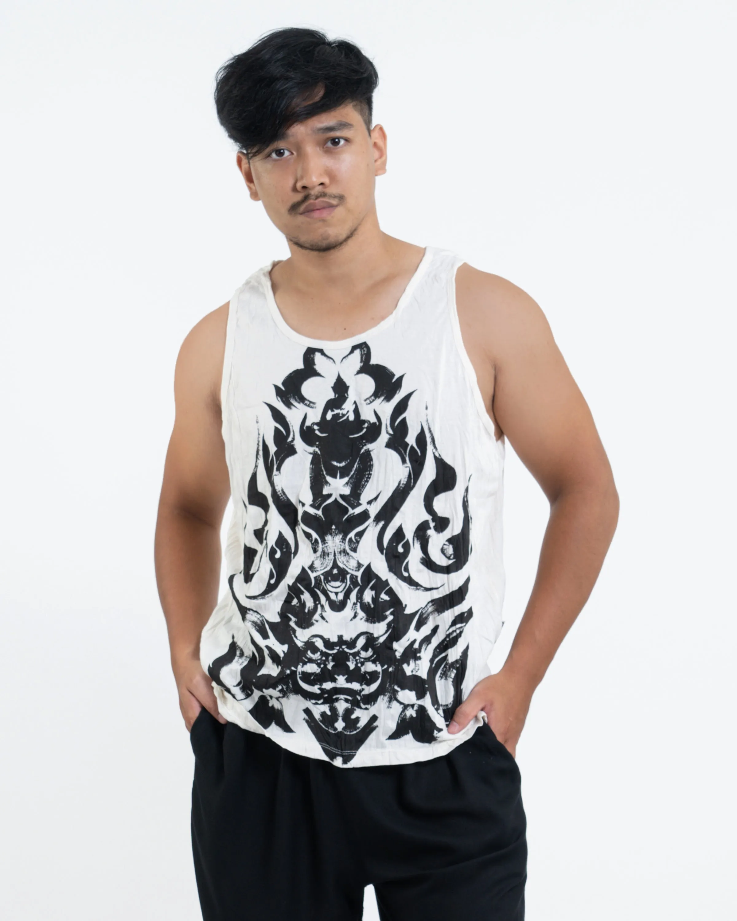 Mens Buddha Chakra Tank Top in White