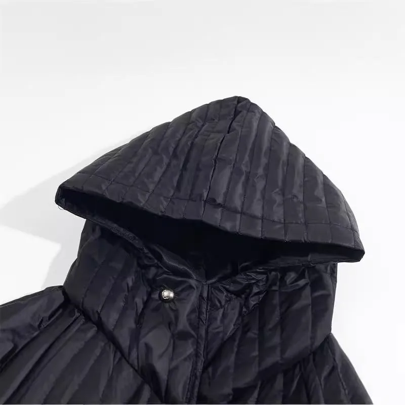 Men's Solid Black Hooded Puffer Jacket