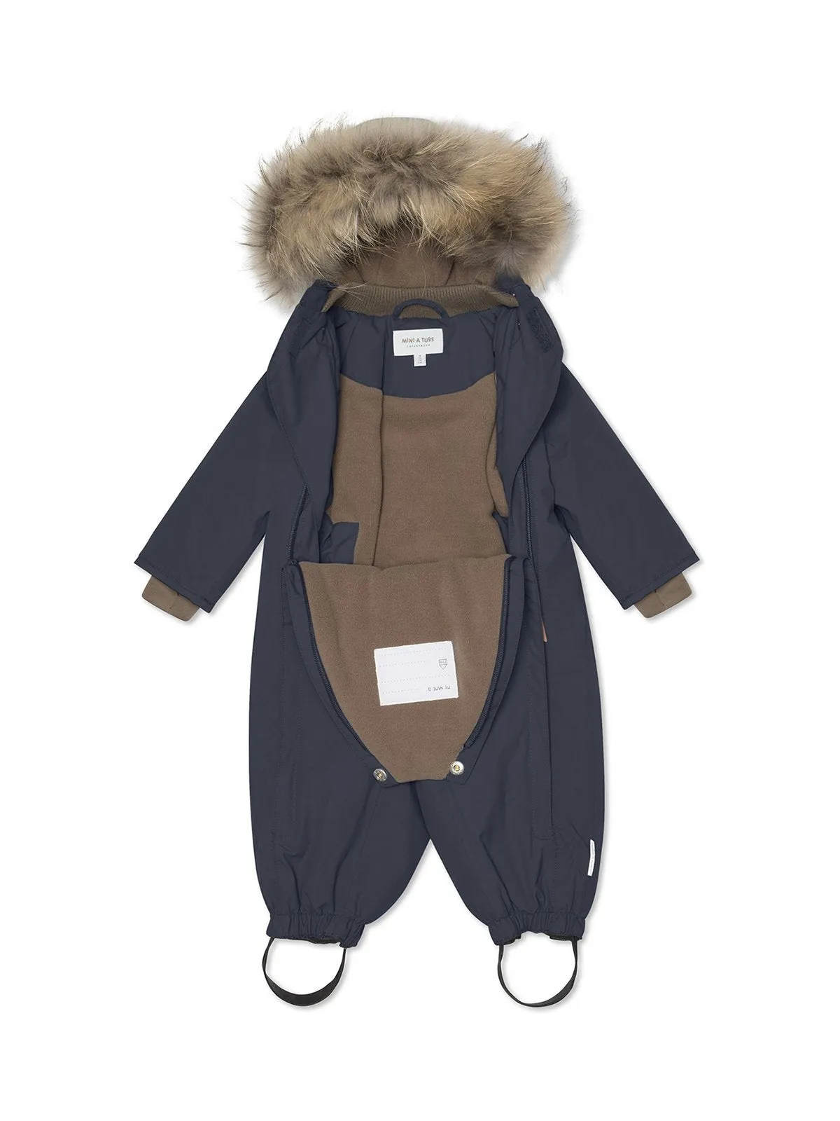 MINI A TURE Kids WISTI Winter Snowsuit w/ Fur Hat in Blue Night