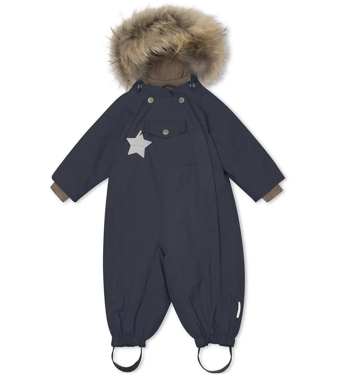 MINI A TURE Kids WISTI Winter Snowsuit w/ Fur Hat in Blue Night