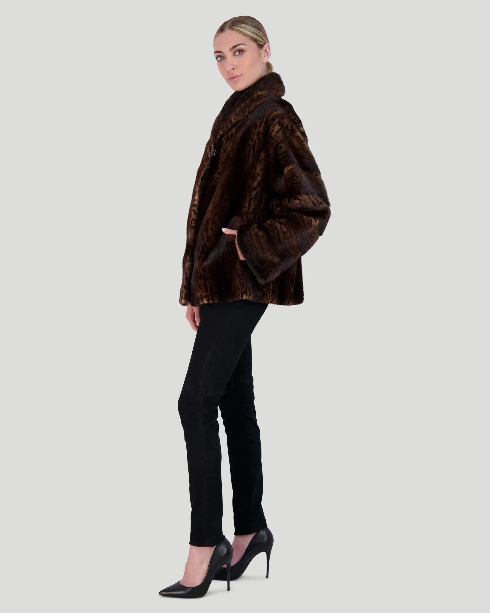 Mink Jacket with Horizontal Sleeves