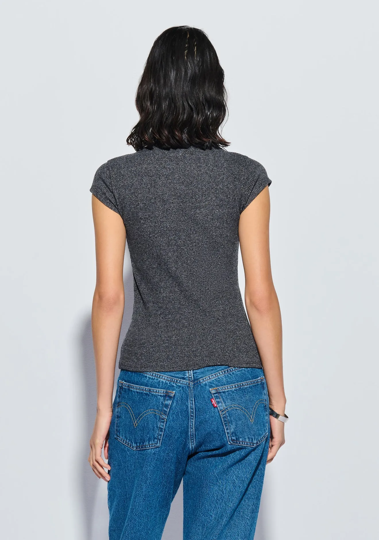 Nation LTD - Katie Draped Top in Marled Grey