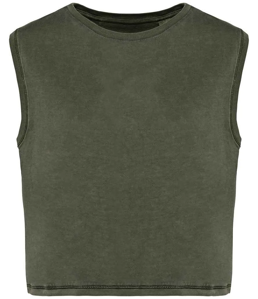 Native Spirit Ladies Cropped Tank Top | Washed Organic Khaki