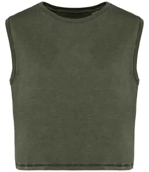 Native Spirit Ladies Cropped Tank Top | Washed Organic Khaki