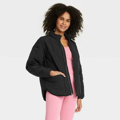 New - All In Motion Women's Zip-Up Winter Lightweight Puffer Jacket Relaxed Fit