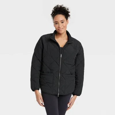 New - All In Motion Women's Zip-Up Winter Lightweight Puffer Jacket Relaxed Fit