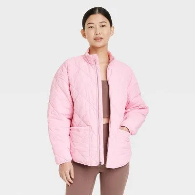 New - All In Motion Women's Zip-Up Winter Lightweight Puffer Jacket Relaxed Fit