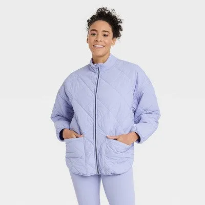 New - All In Motion Women's Zip-Up Winter Lightweight Puffer Jacket Relaxed Fit