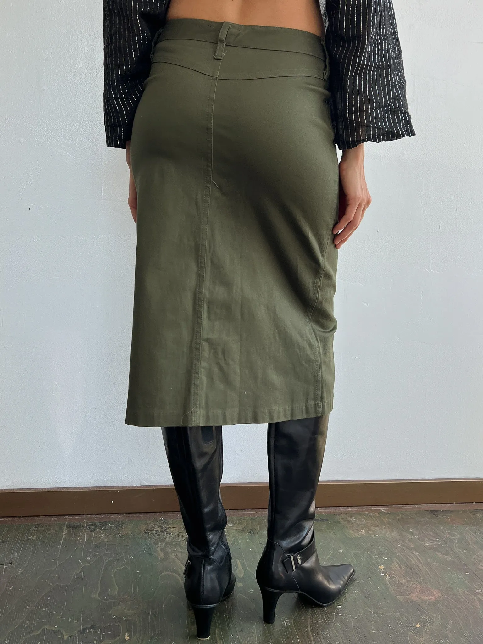 Olive Y2K Pencil Skirt (S)