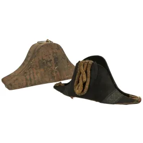 Original British Victorian Era Boer War Officer Chapeau bras Fore-and-Aft Cocked Hat with Travel Tin and South African Cape Government Railways Tag