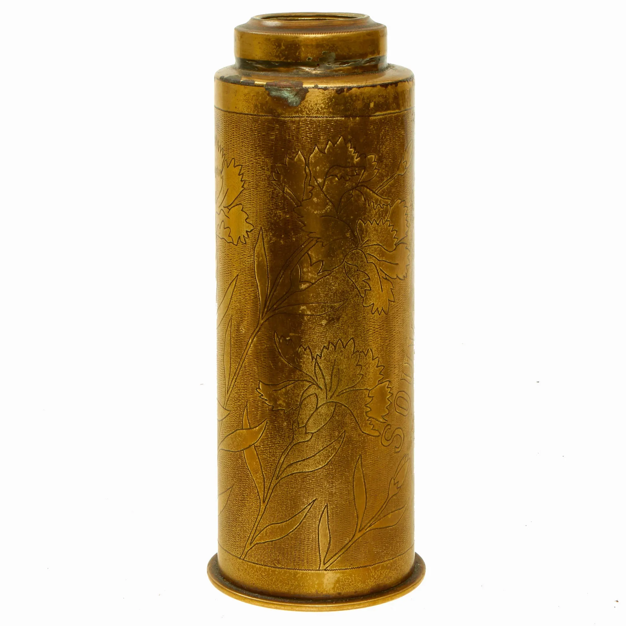 Original France WWI French “Souvenir de la Guerre - 1917” Austrian Berndorf Produced 75mm Shell Casing Oil Lamp