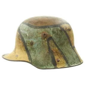 Original German WWI M16 Helmet with Original Camouflage Paint