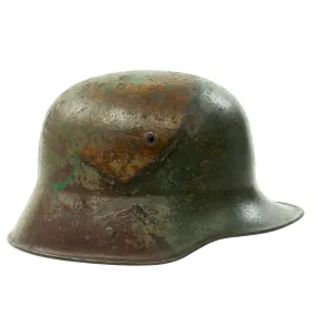 Original German WWI M16 M17 Stahlhelm Helmet with Original Camouflage Paint and Liner