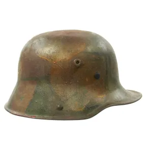 Original German WWI M16 Stahlhelm Helmet with Original Camouflage Paint