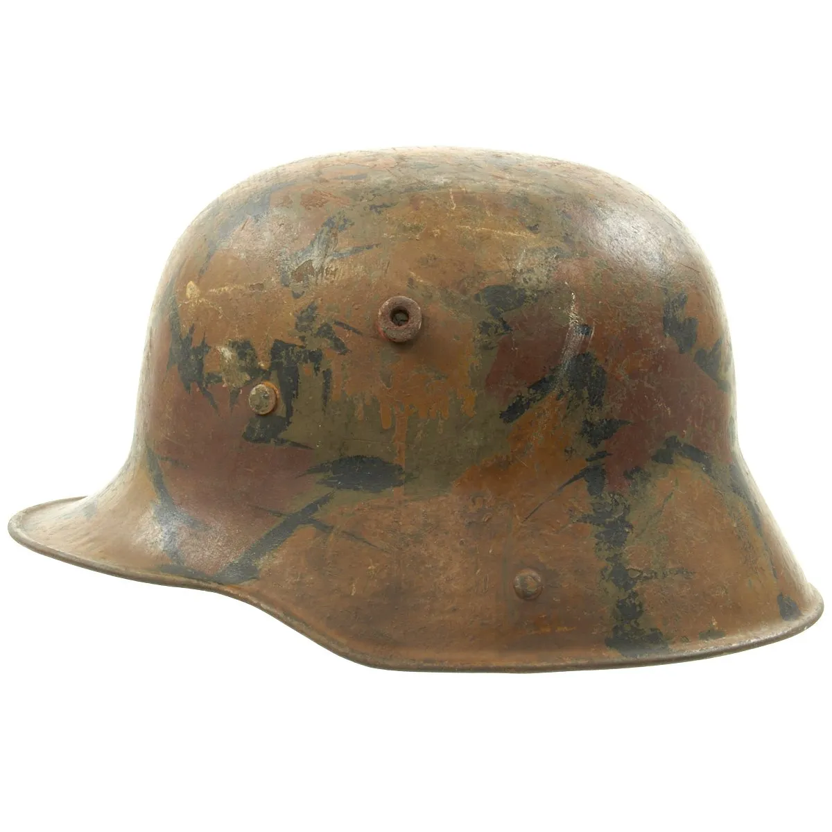 Original German WWI M17 Stahlhelm Helmet with Camouflage Paint