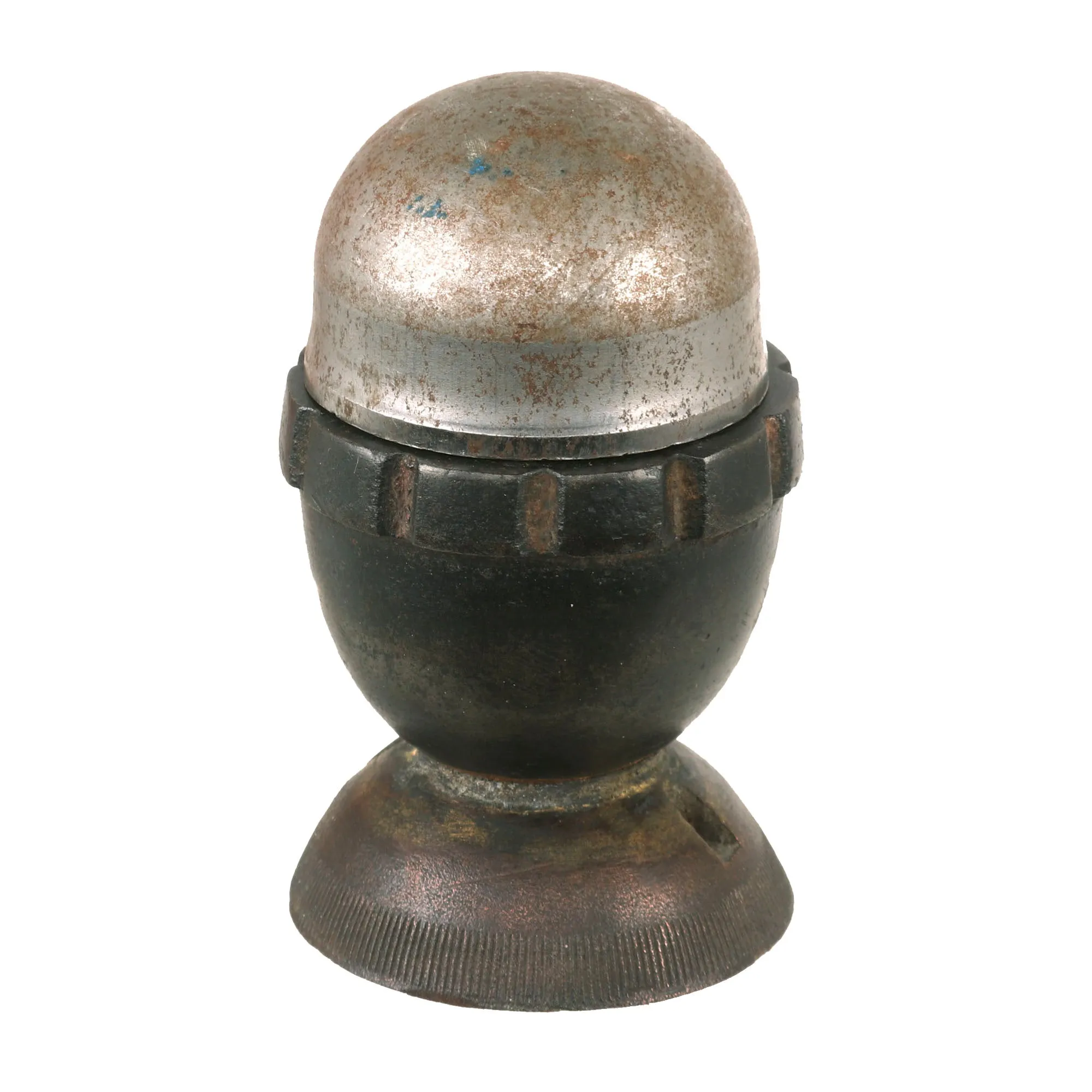 Original German WWI Trench Art Inert Egg Grenade & Artillery Fuse Candle Holder with Snuffer