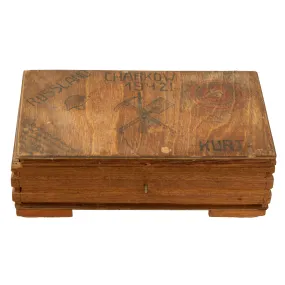 Original German WWII Decorated Eastern Front Wooden Keepsake Box, As Featured In The Book “Trench Art, An Illustrated History” by Jane Kimball on Pages 336 & 352