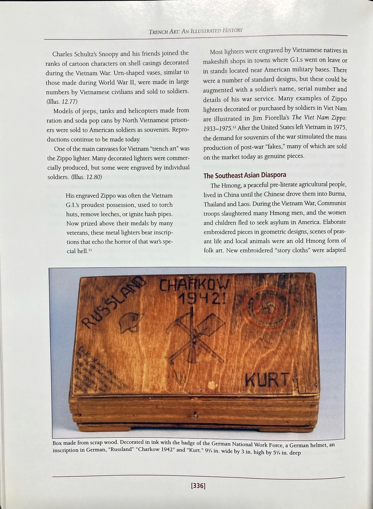 Original German WWII Decorated Eastern Front Wooden Keepsake Box, As Featured In The Book “Trench Art, An Illustrated History” by Jane Kimball on Pages 336 & 352