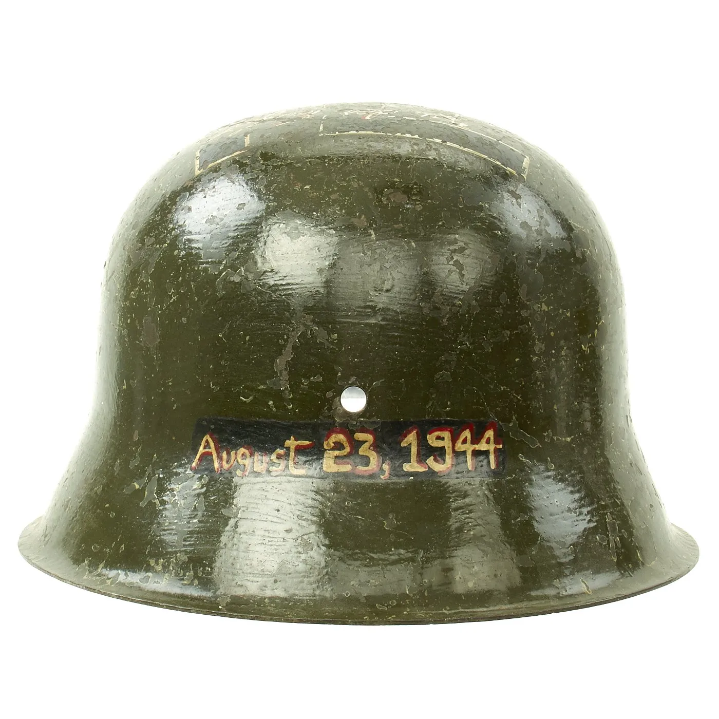 Original German WWII USGI Bring Back Trench Art Trophy M42 Helmet dated August 23 1944