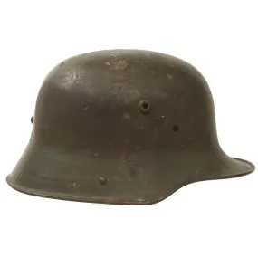 Original Imperial German WWI M16 Stahlhelm Helmet Shell with Museum Label - marked T.J.68