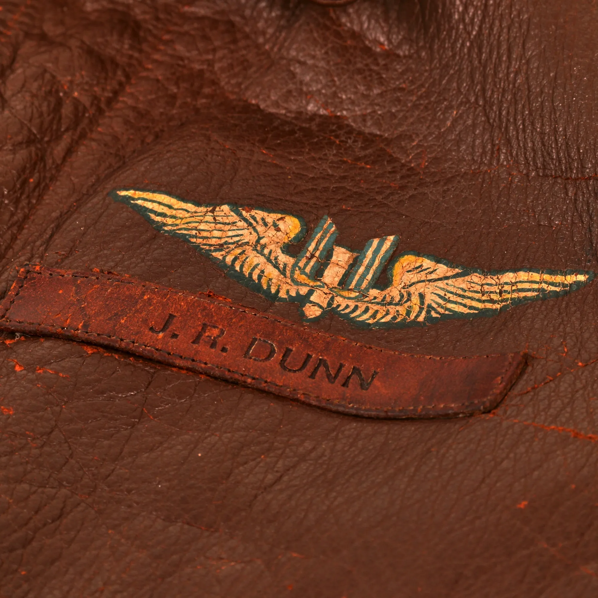 Original U.S. WWII B-24 Rum Hound Painted A-2 Jacket Grouping Named to Tail Gunner J.R. DUNN - Completed 51 Missions with Confirmed Bf 109 Downing - 824 Bomb Squadron