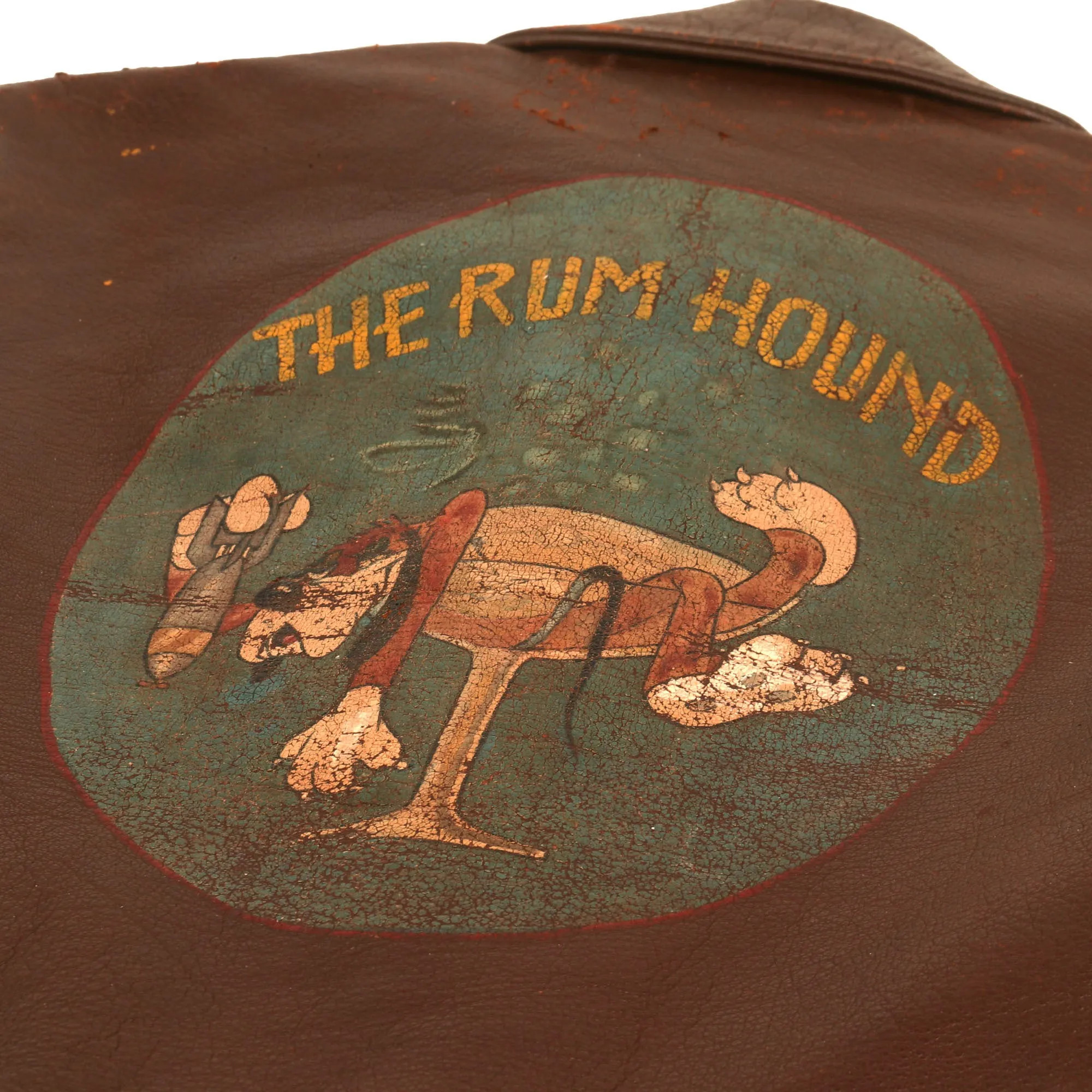 Original U.S. WWII B-24 Rum Hound Painted A-2 Jacket Grouping Named to Tail Gunner J.R. DUNN - Completed 51 Missions with Confirmed Bf 109 Downing - 824 Bomb Squadron