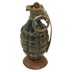 Original U.S. WWII Trench Art Desk Lighter made from MkII Pineapple Grenade