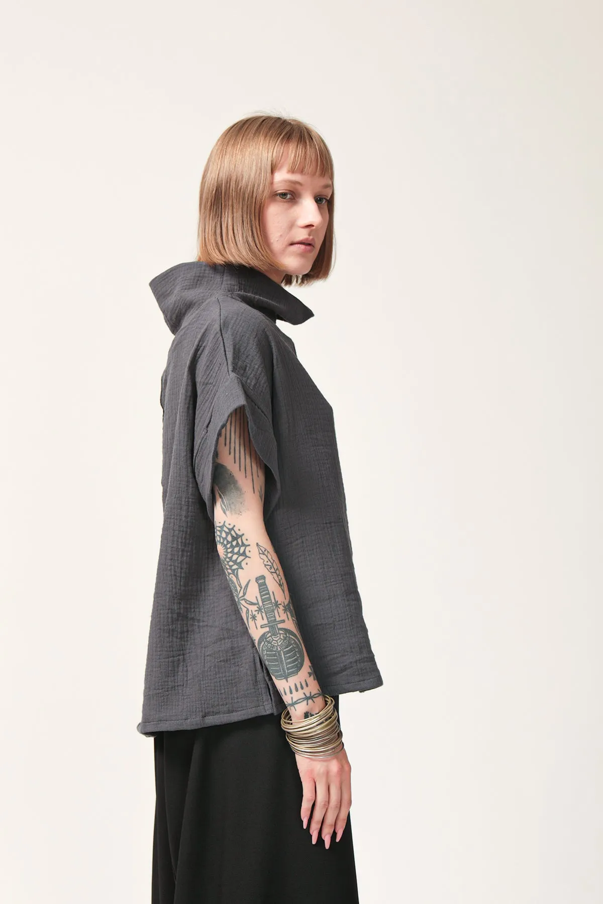 Oversize Dark Grey Cotton Top