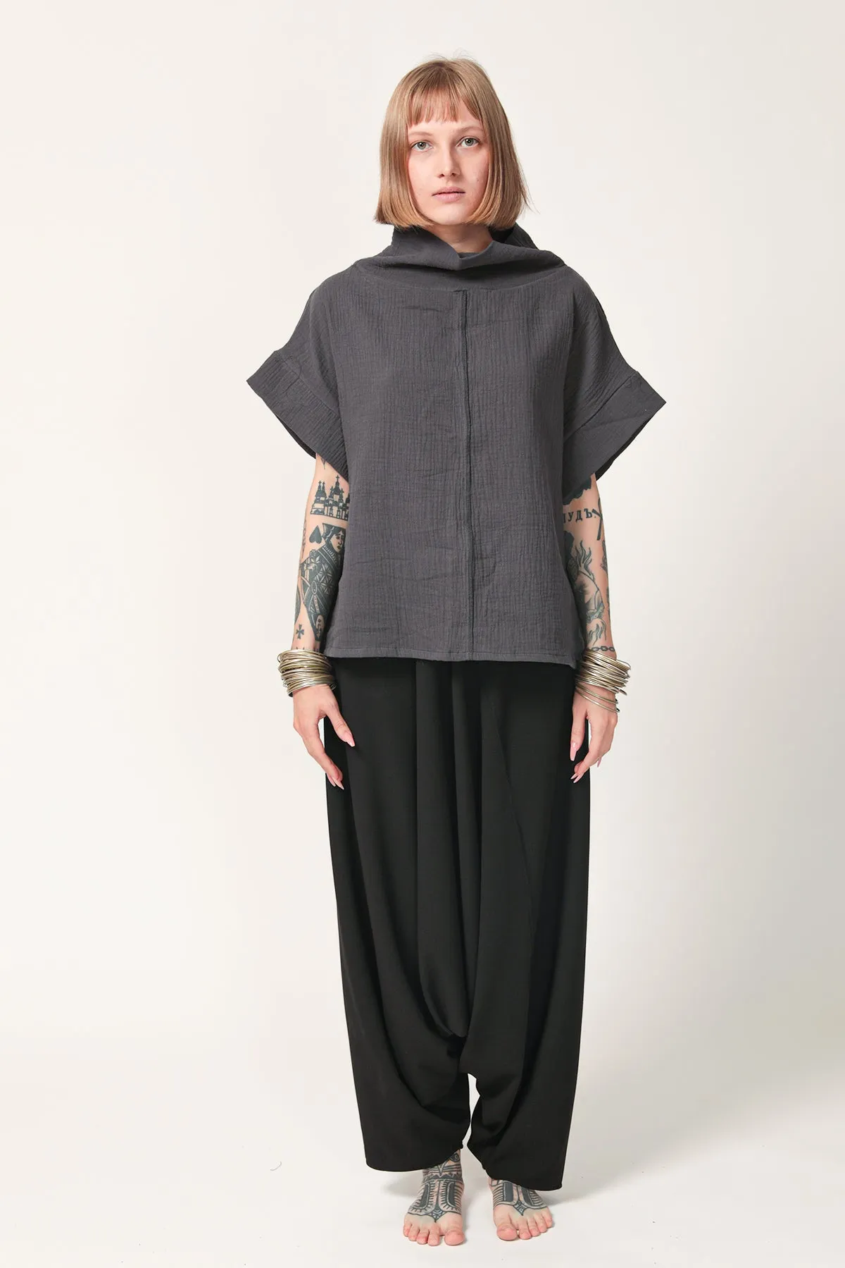 Oversize Dark Grey Cotton Top