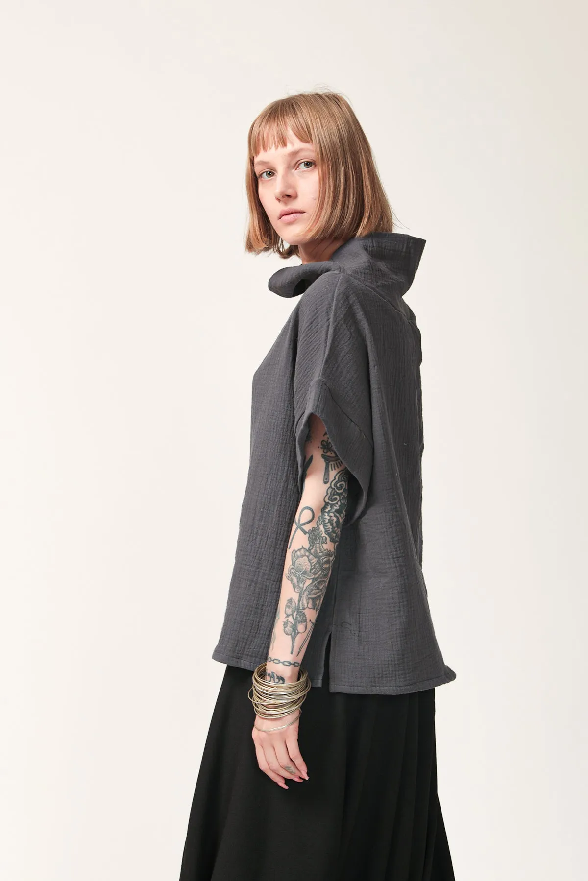 Oversize Dark Grey Cotton Top