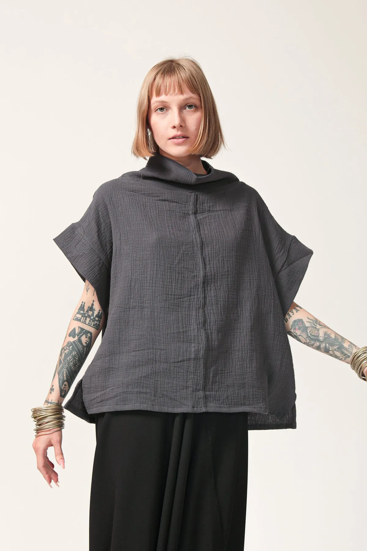 Oversize Dark Grey Cotton Top