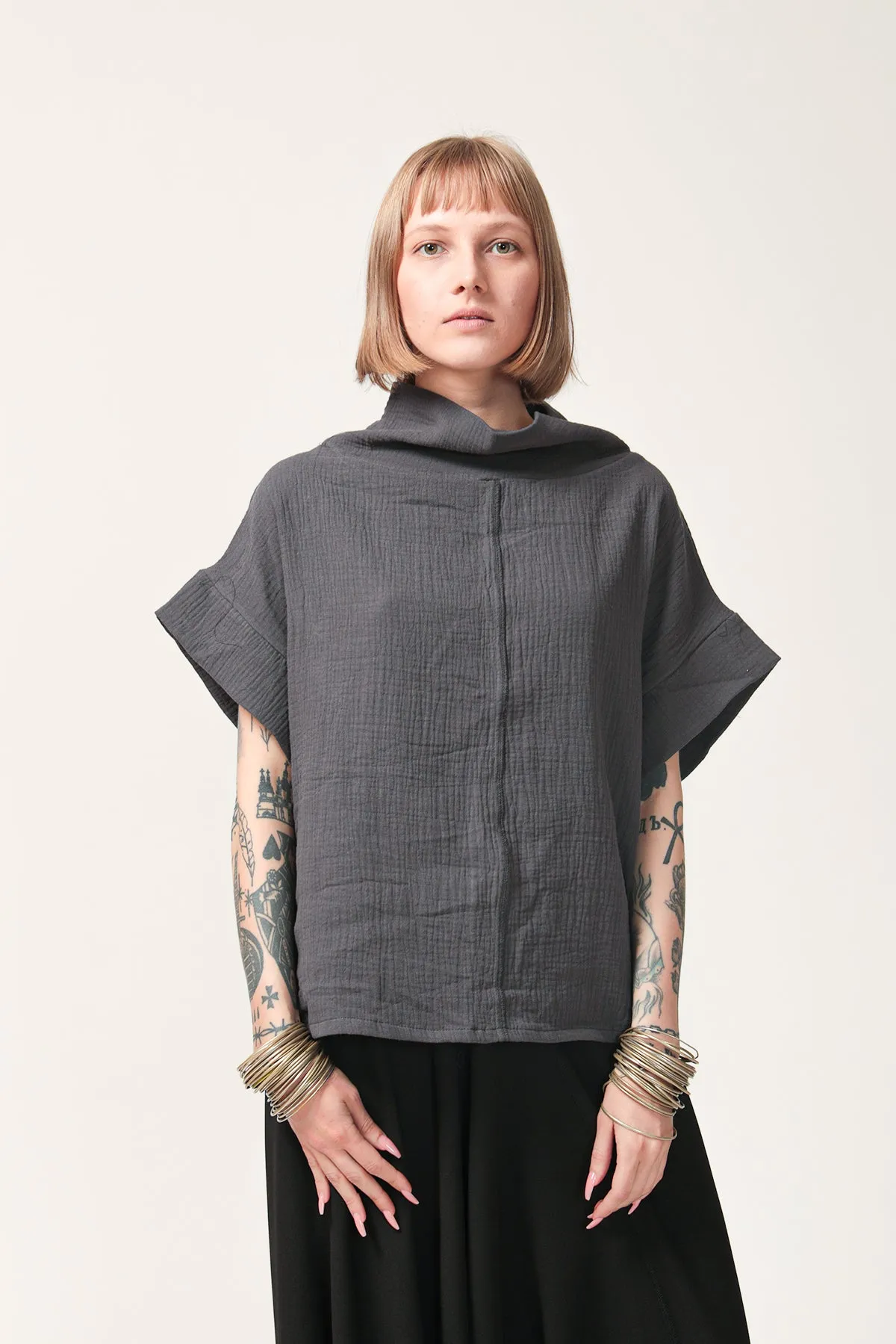 Oversize Dark Grey Cotton Top