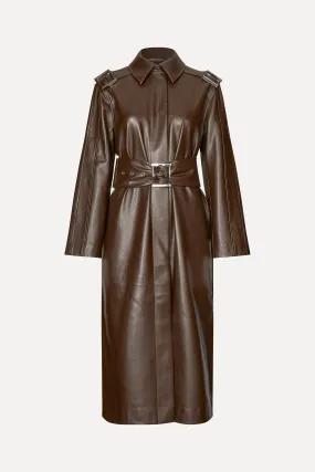 Oversized Trenchcoat With Buckle Belt - Chocolate