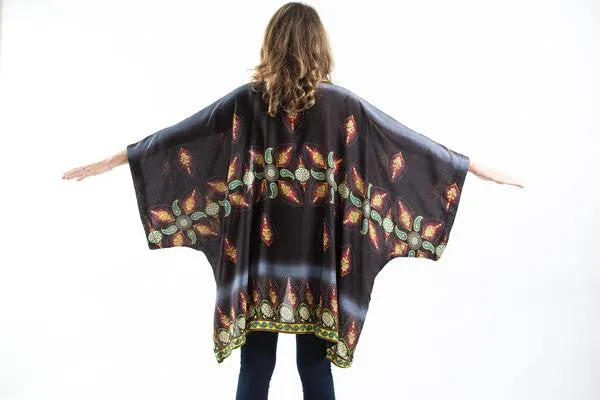 Paisley Stars Kimono Cardigan in Black