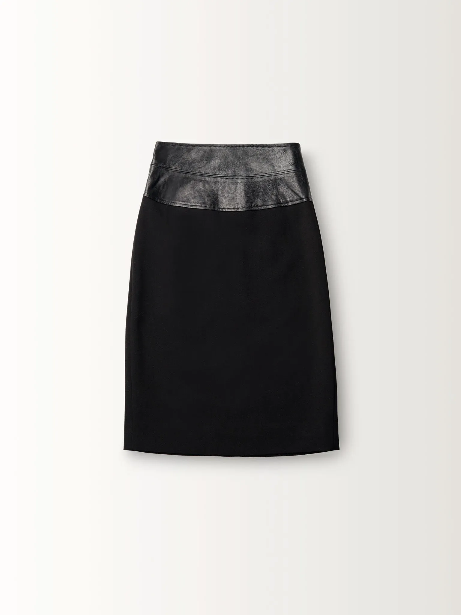 PENCIL SKIRT WITH LEATHER WAIST