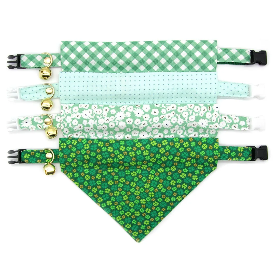 Pet Bandana - "Apple Blossom" - Pastel Green Floral Bandana for Cat   Small Dog / Spring, Easter, St. Patrick's, Summer / Slide-on Bandana / Over-the-Collar (One Size)