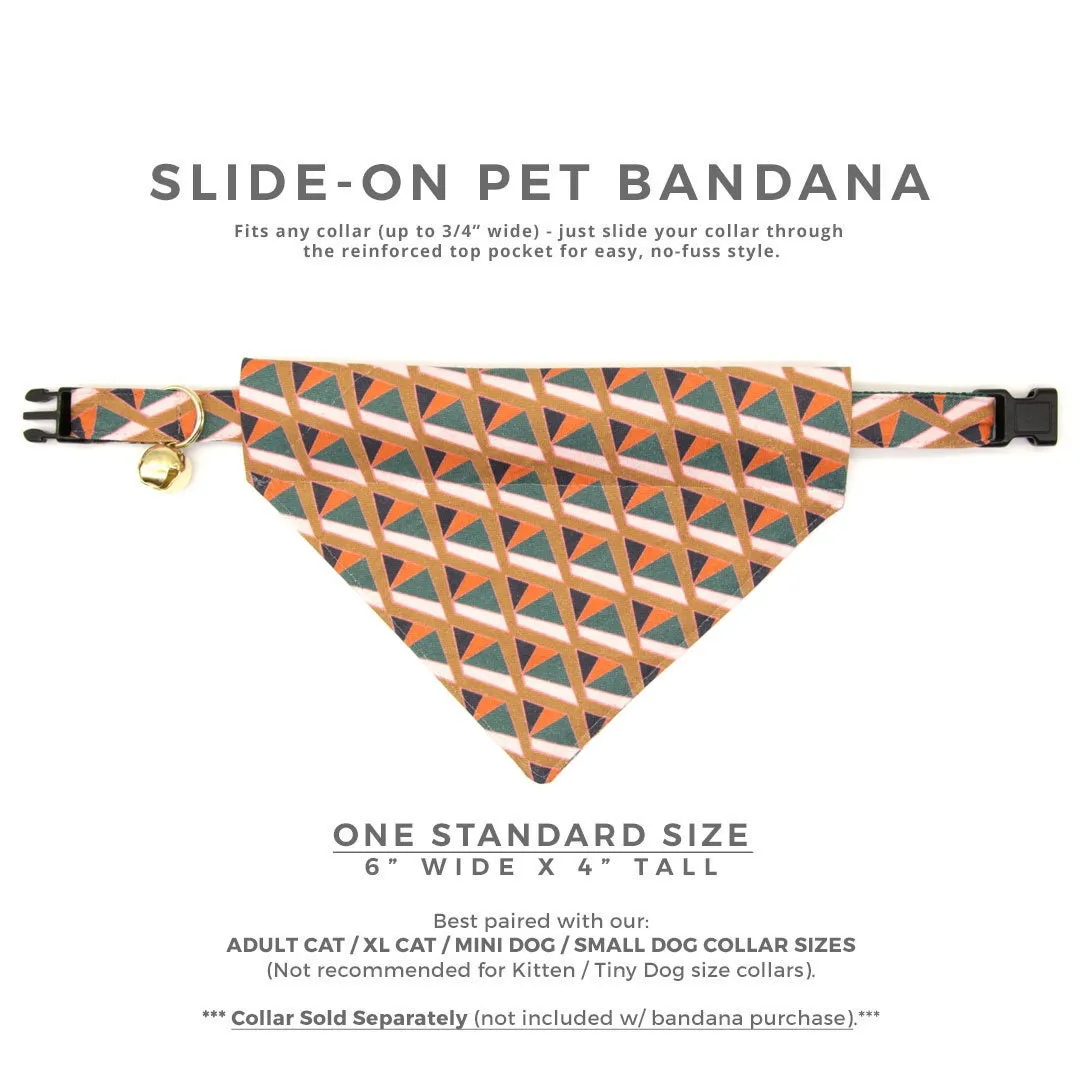 Pet Bandana - "Bastet" - Egyptian Bandana for Cat   Small Dog / Art Deco, Pyramid / Slide-on Bandana / Over-the-Collar (One Size)